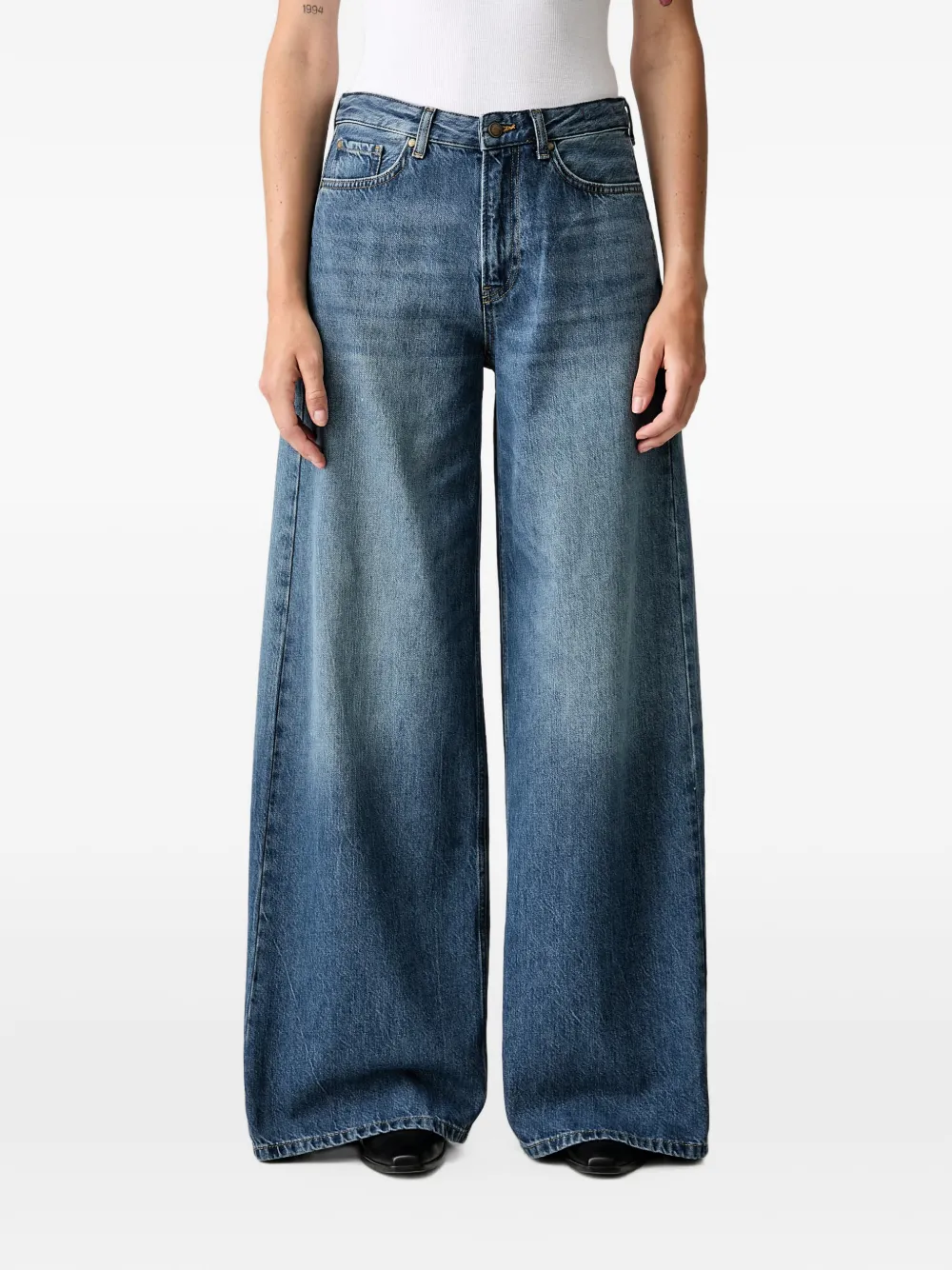 Joop! logo-patch wide-leg jeans - Blau