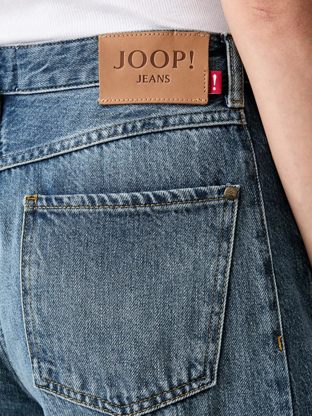 Joop! logo-patch wide-leg jeans Blauw