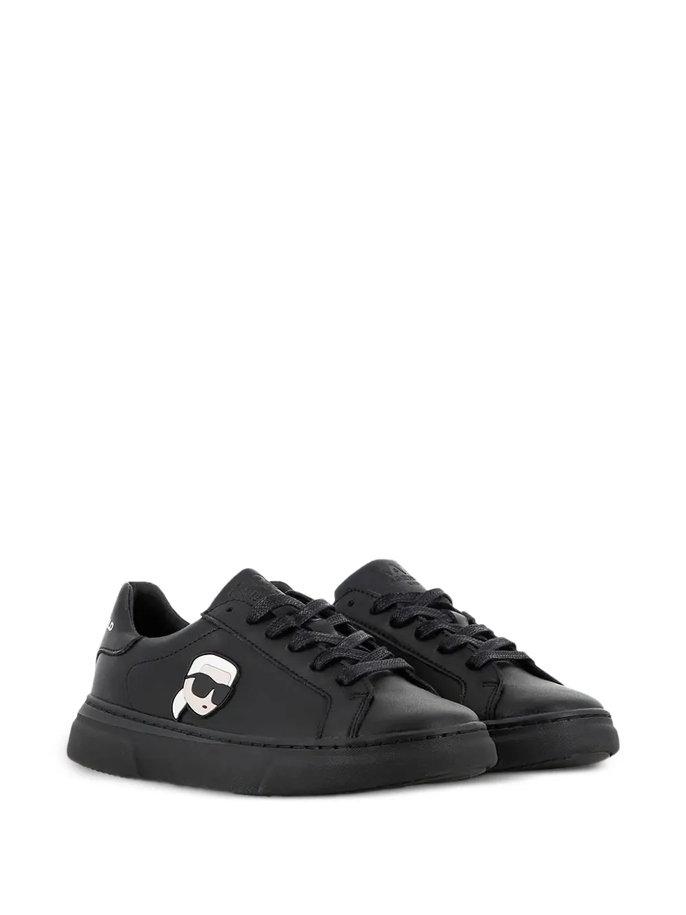Karl Lagerfeld Kids logo-patch leather sneakers - Nero