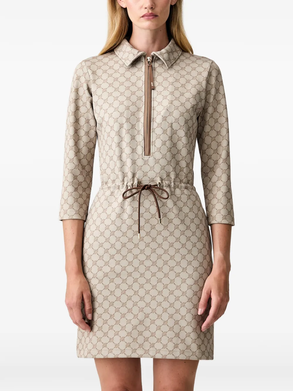 Joop! monogram-print drawstring-waist mini dress - Nude