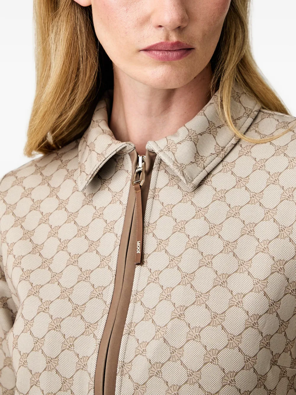 Joop! monogram-print drawstring-waist mini dress Beige