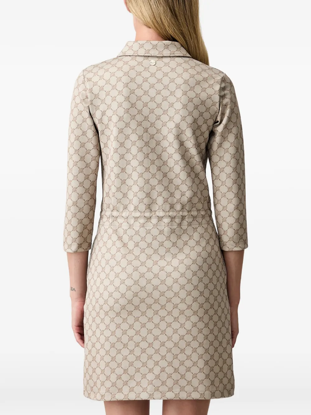 Joop! monogram-print drawstring-waist mini dress Beige