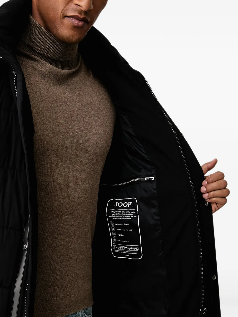Joop! hooded padded coat Zwart