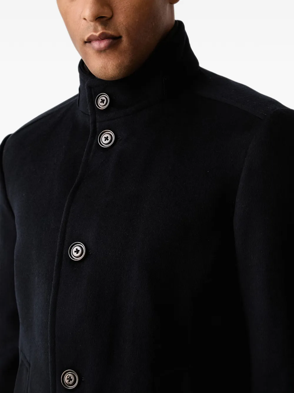 Joop! button-fastening high-neck coat Blauw