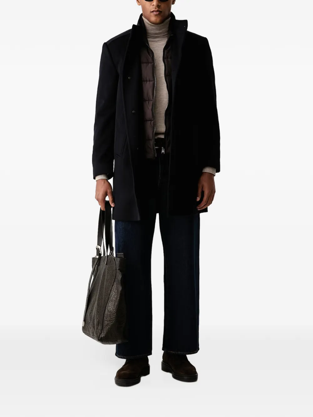 Joop! button-fastening high-neck coat Blauw