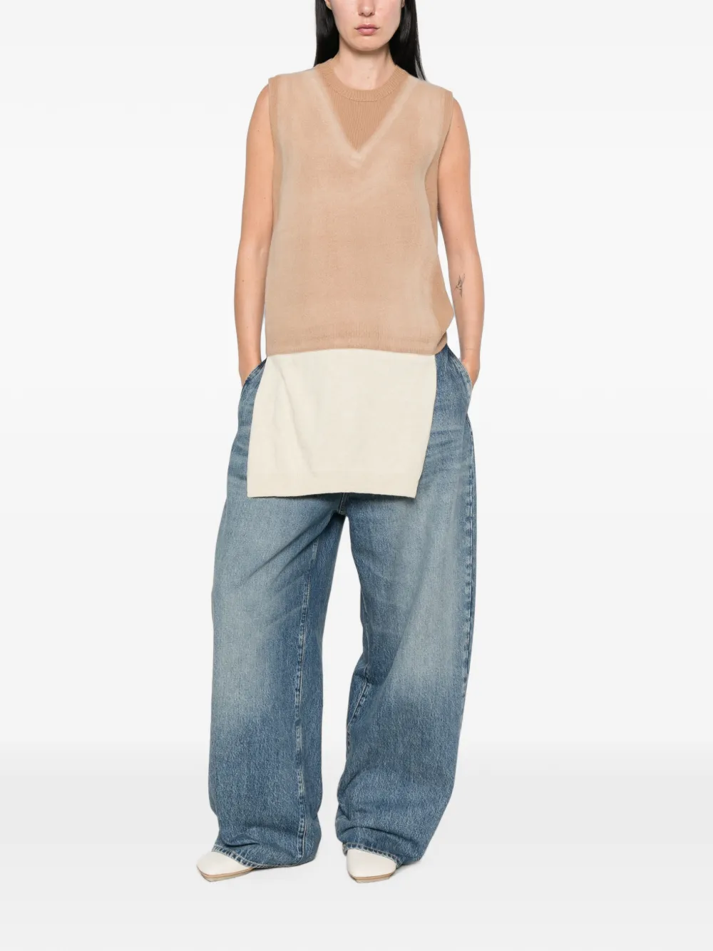 MM6 Maison Margiela Trompe l'oeil gelaagde trui Beige