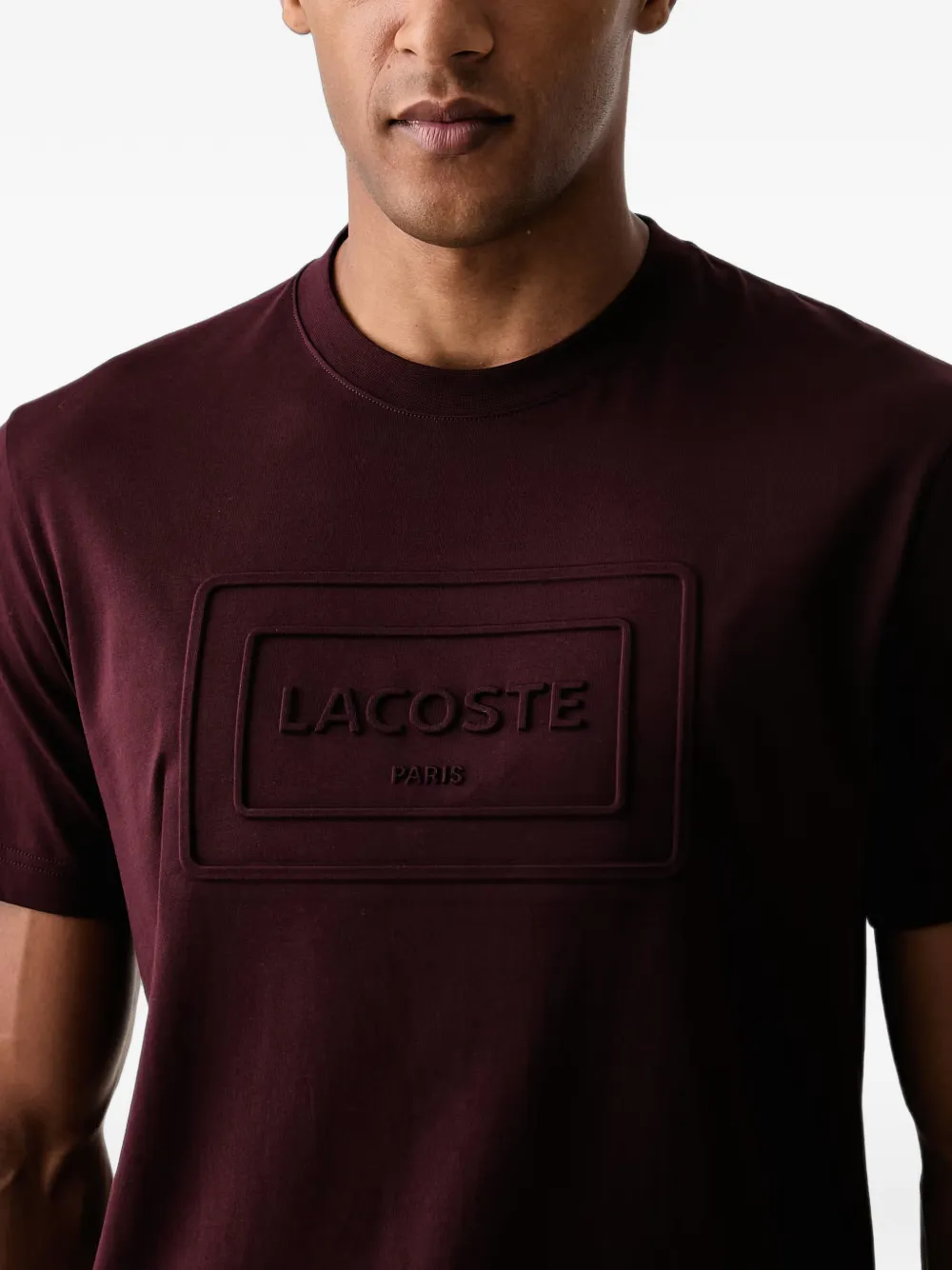 Lacoste T-shirt met logo-patch en reliëf Rood