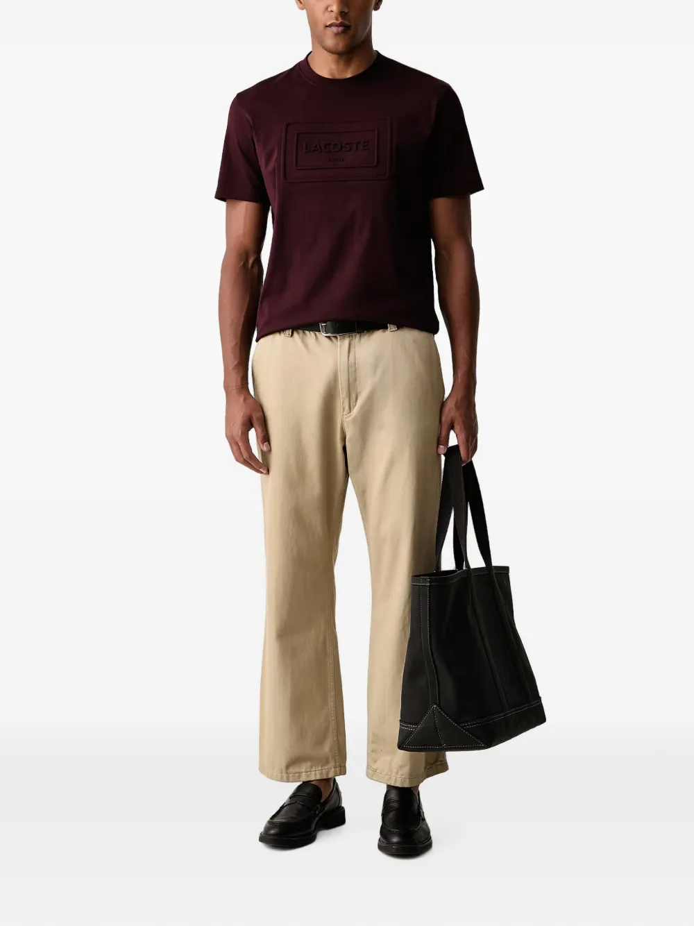 Lacoste T-shirt met logo-patch en reliëf Rood