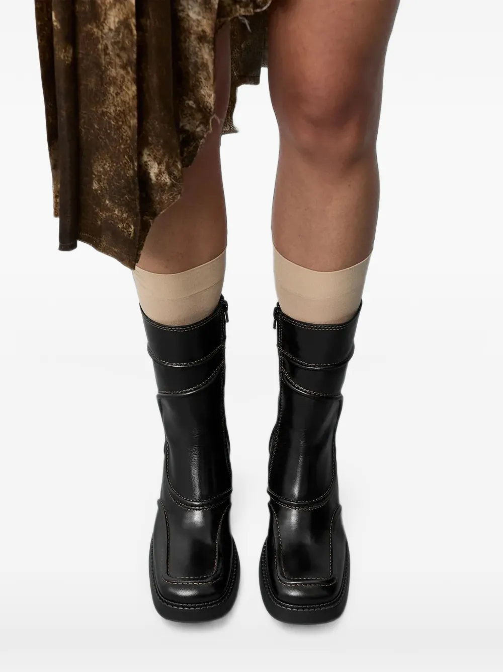 Miista Malene panelled leather boots Zwart