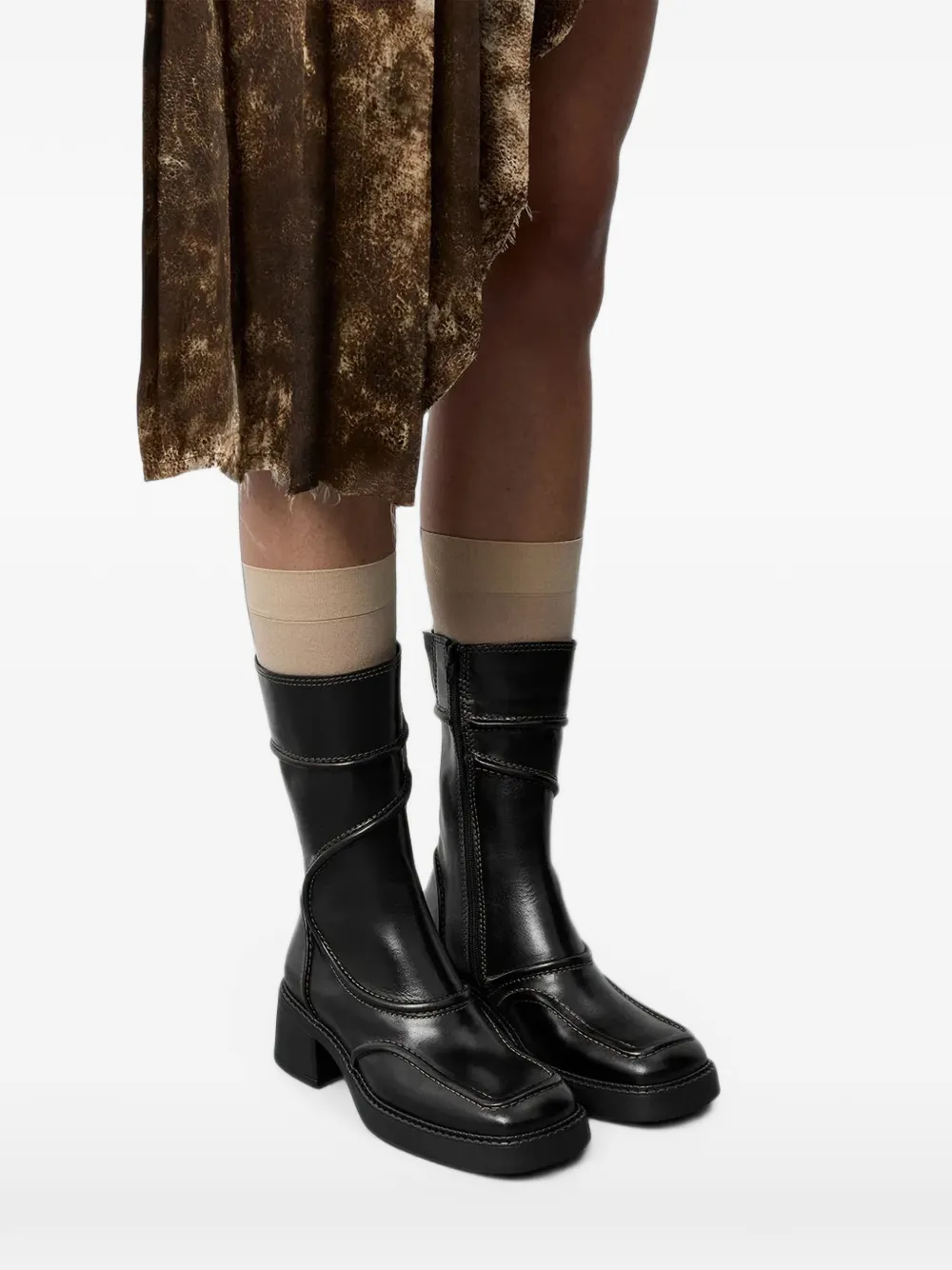Miista Malene panelled leather boots Zwart