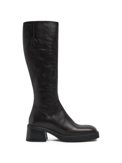 Miista botas altas Yumi de piel con puntera cuadrada