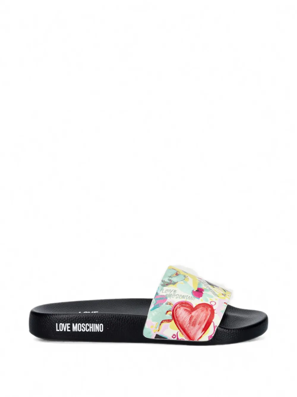Love Moschino heart-print logo-print slides Beige