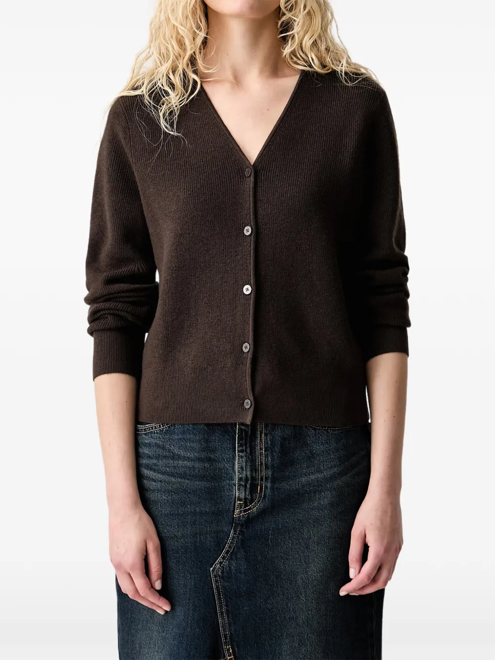 Marc O'Polo V-neck ribbed cardigan - Marrone