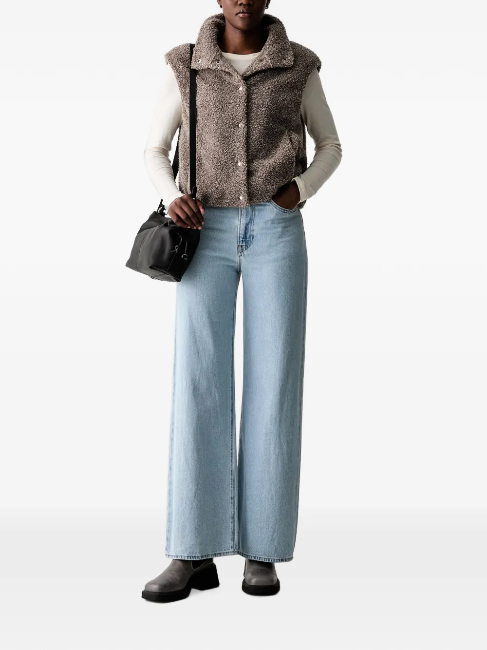 Marc O'Polo Bouclé mouwloze bodywarmer Bruin