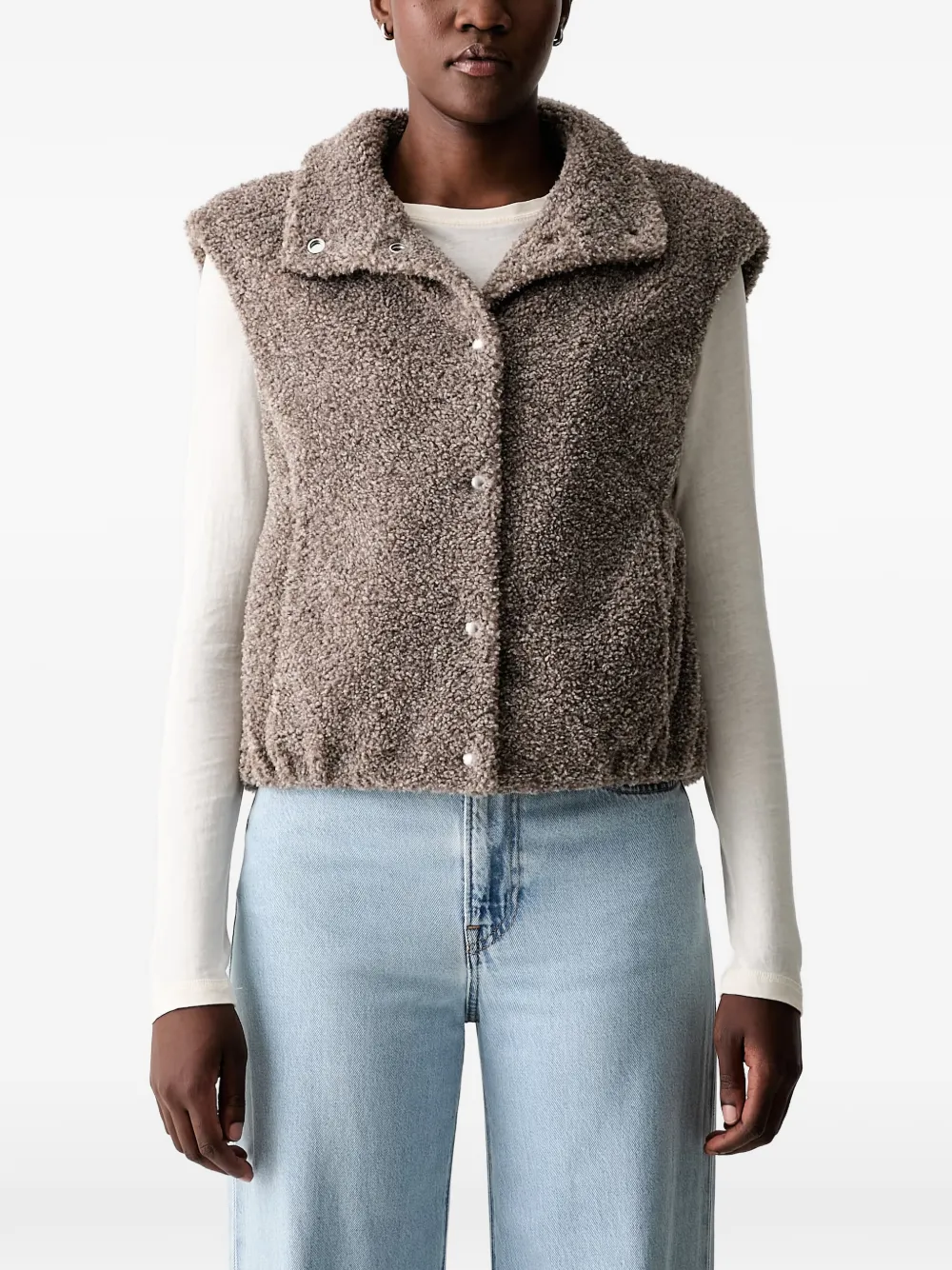 Marc O'Polo bouclé sleeveless gilet - Marrone