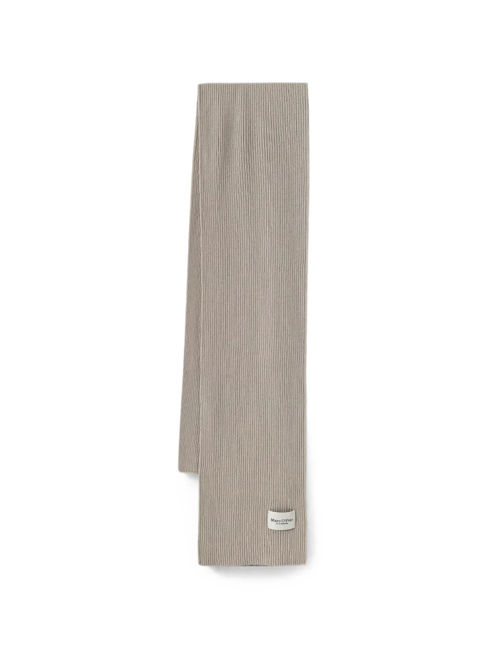 Marc O'polo Ribbed-knit Logo-patch Scarf In Neutrals