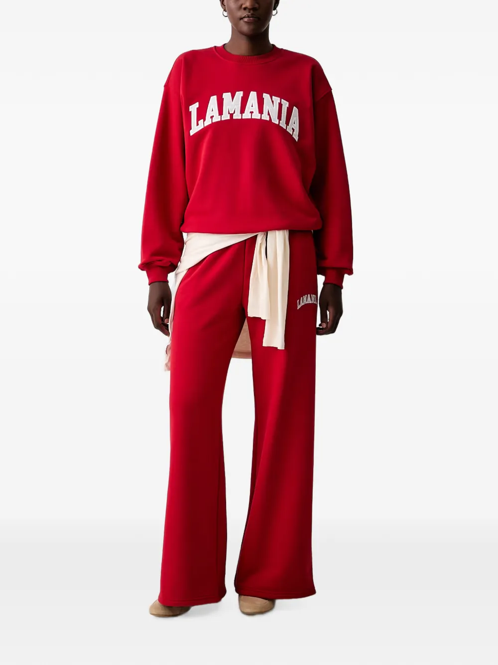 La Mania Ruffie sweater met logo-patch Rood