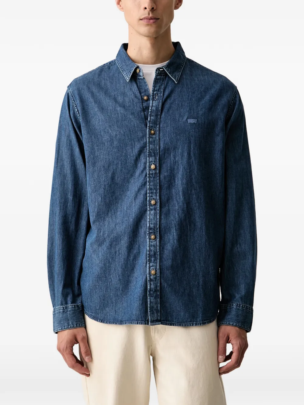 Levi's logo-embroidered denim shirt - Blu