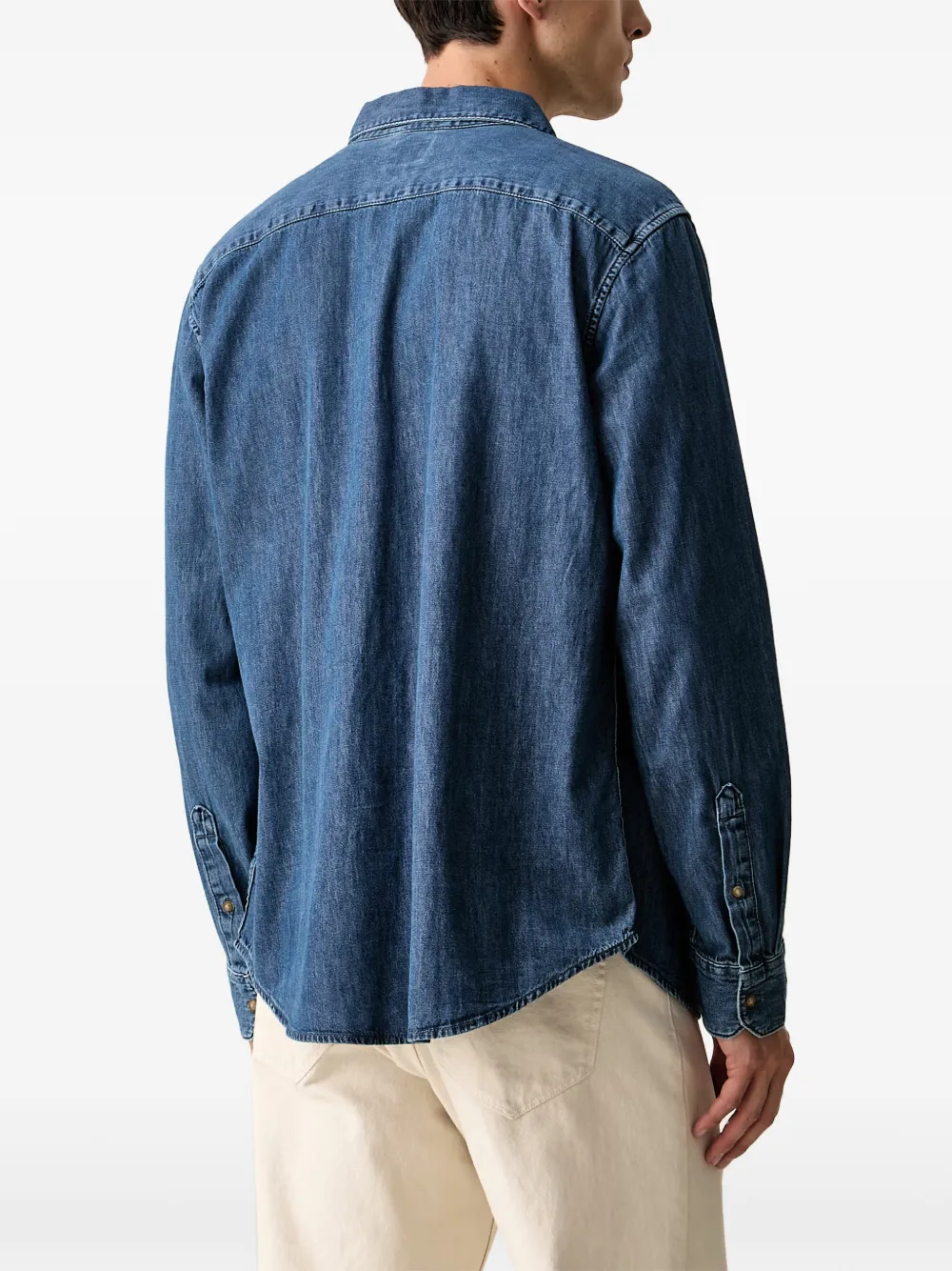 Levi's logo-embroidered denim shirt Blauw