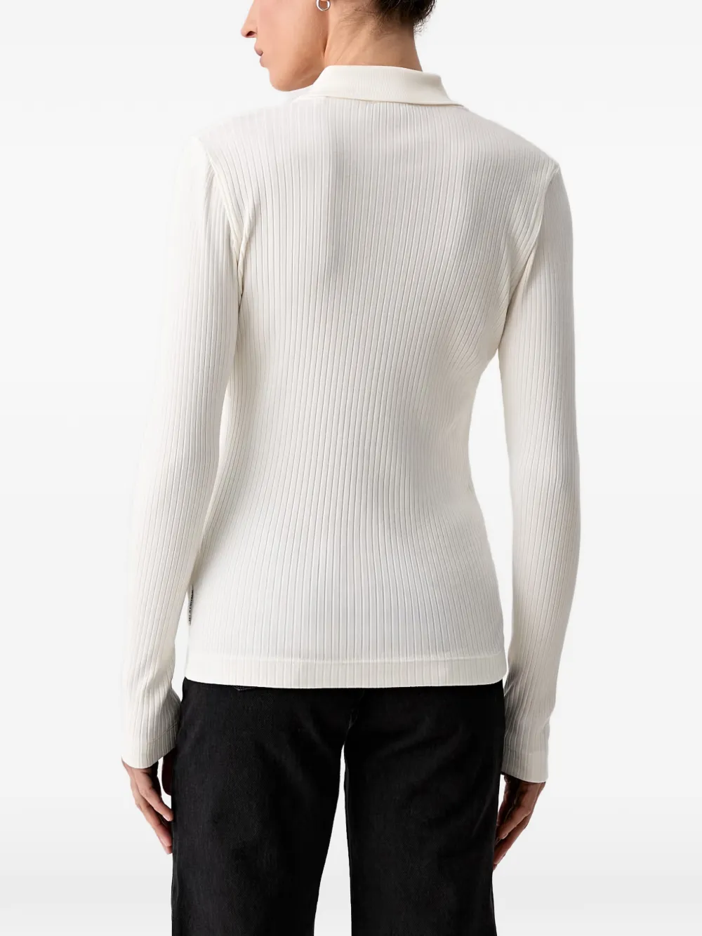 Marc O'Polo Ribgebreid poloshirt Wit