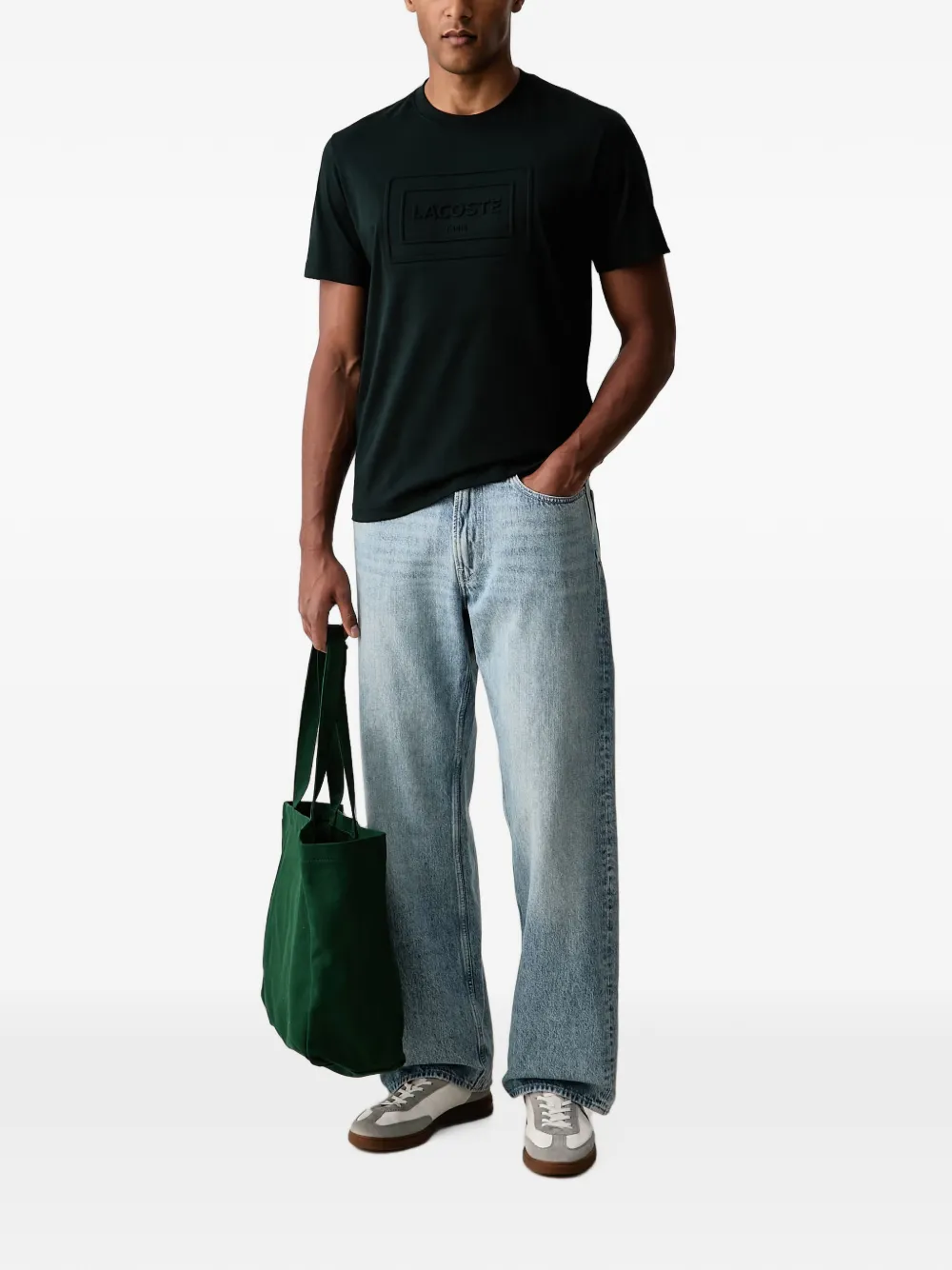Lacoste T-shirt met logo-reliëf Groen