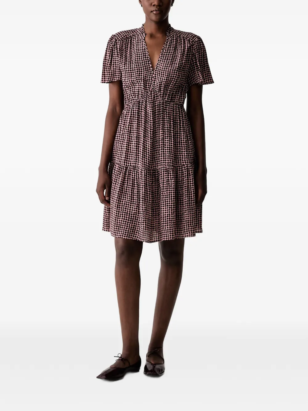 Marc O'Polo geometric-print tiered mini dress - Rosso
