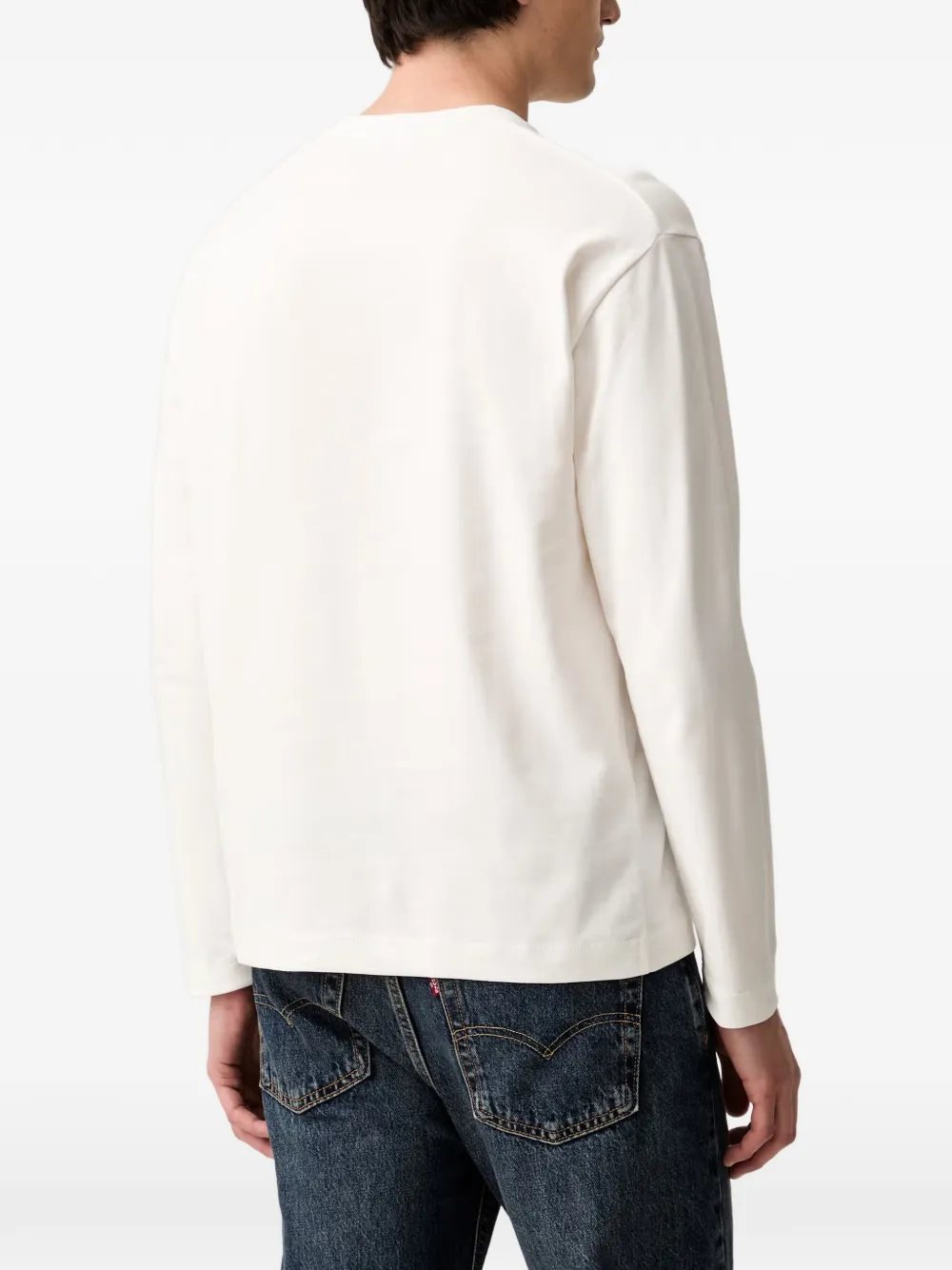 Marc O'Polo logo-embroidered long-sleeved T-shirt Wit