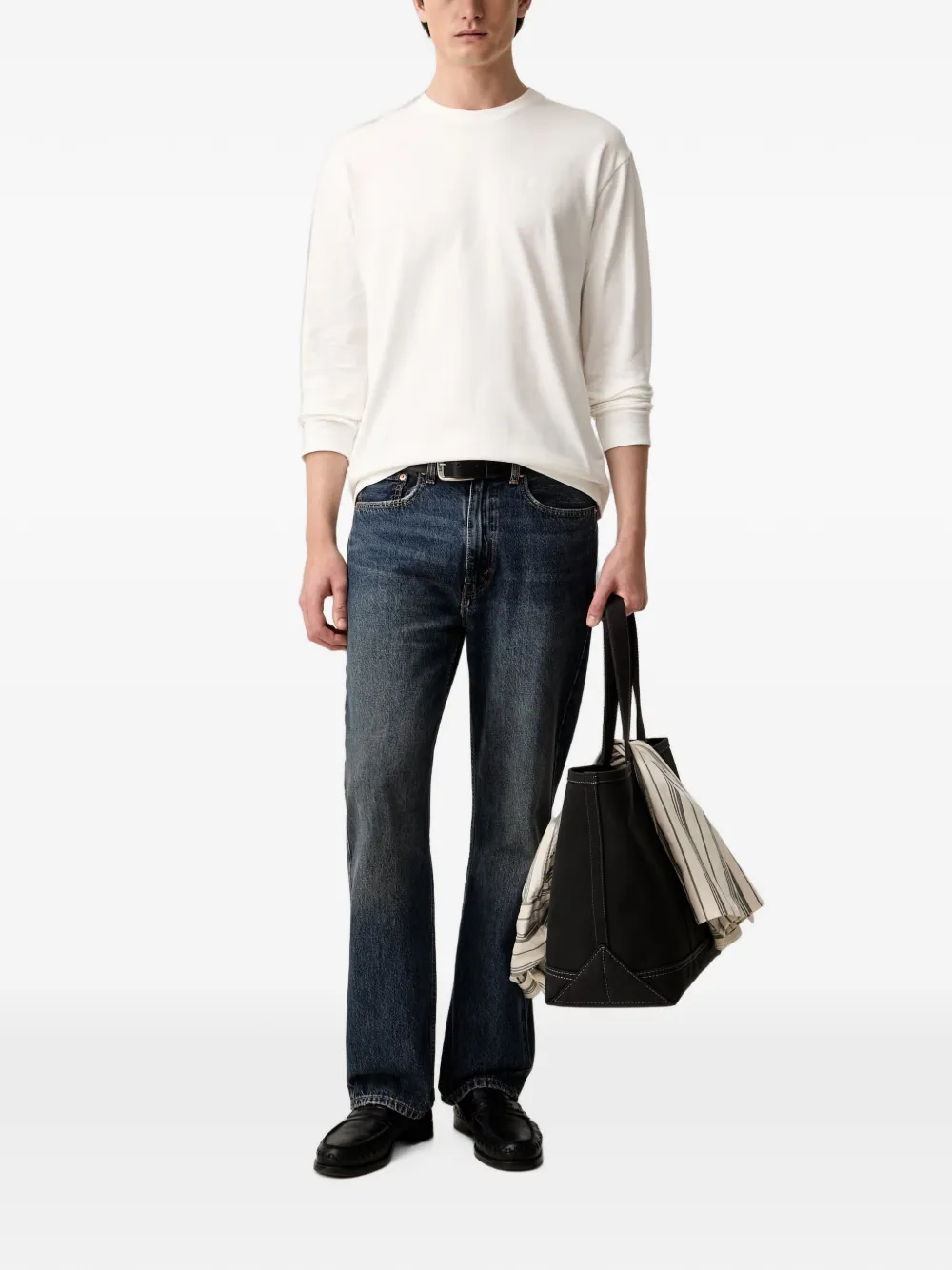 Marc O'Polo logo-embroidered long-sleeved T-shirt Wit