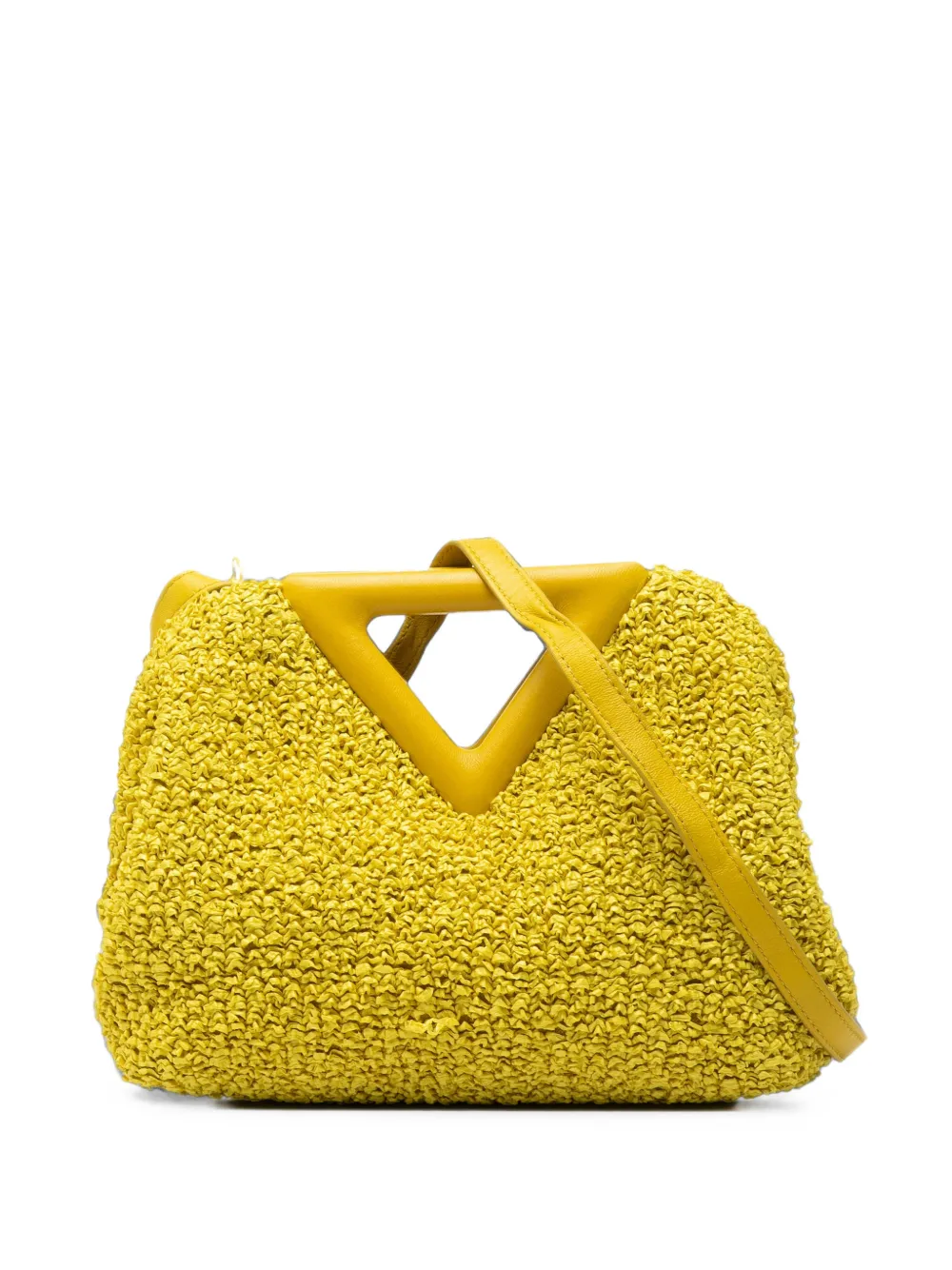 BOTTEGAイエロー 編み込みデザイン バッグ フリンジ付き Bottega Veneta Pre-Owned 2012-2026 Small Boucle Curly Raffia The