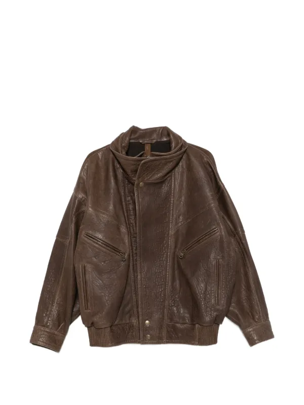 Petar Petrov Grained Leather Jacket in Brown