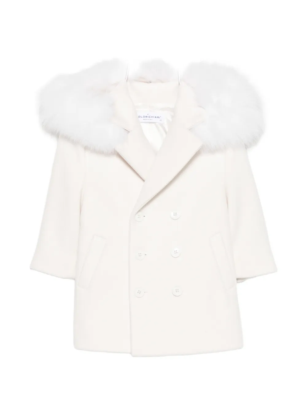 Colorichiari faux-fur trim double-breasted coat - Bianco