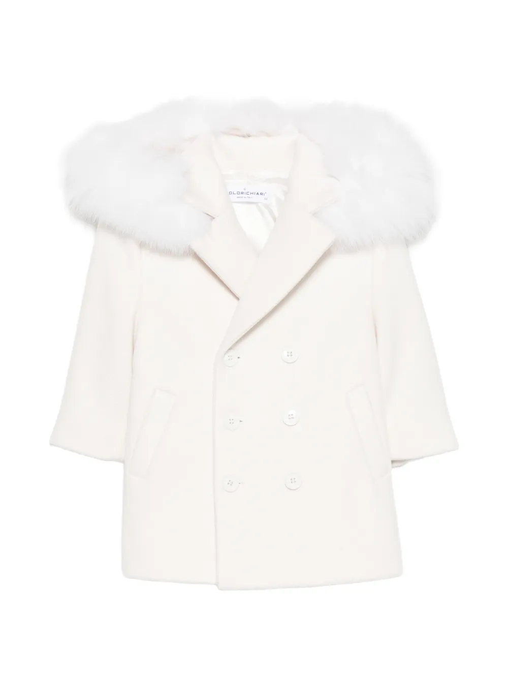 Colorichiari faux-fur trim double-breasted coat - Bianco