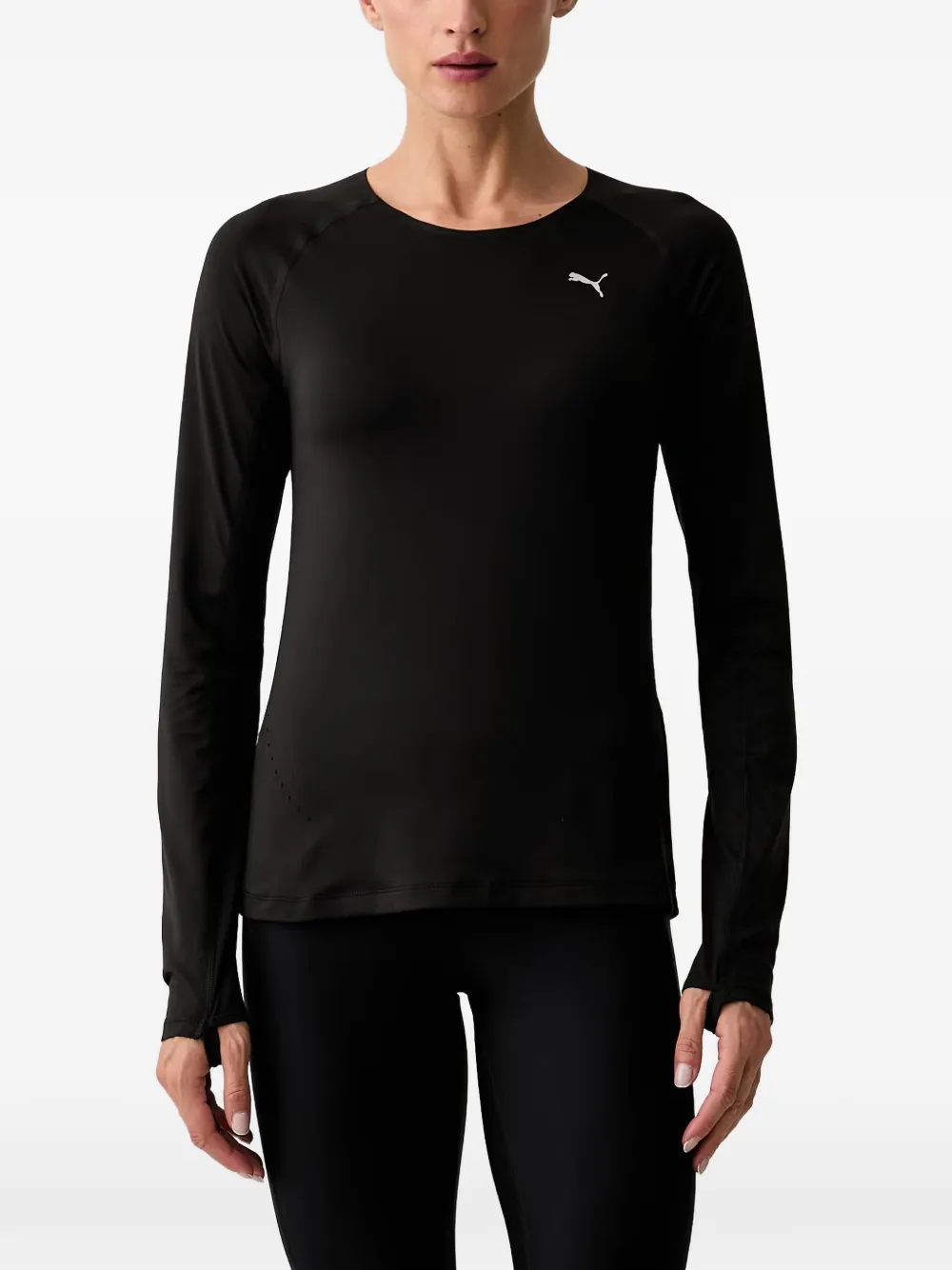 Puma Run Cloudspun Logo-print T-shirt In Schwarz