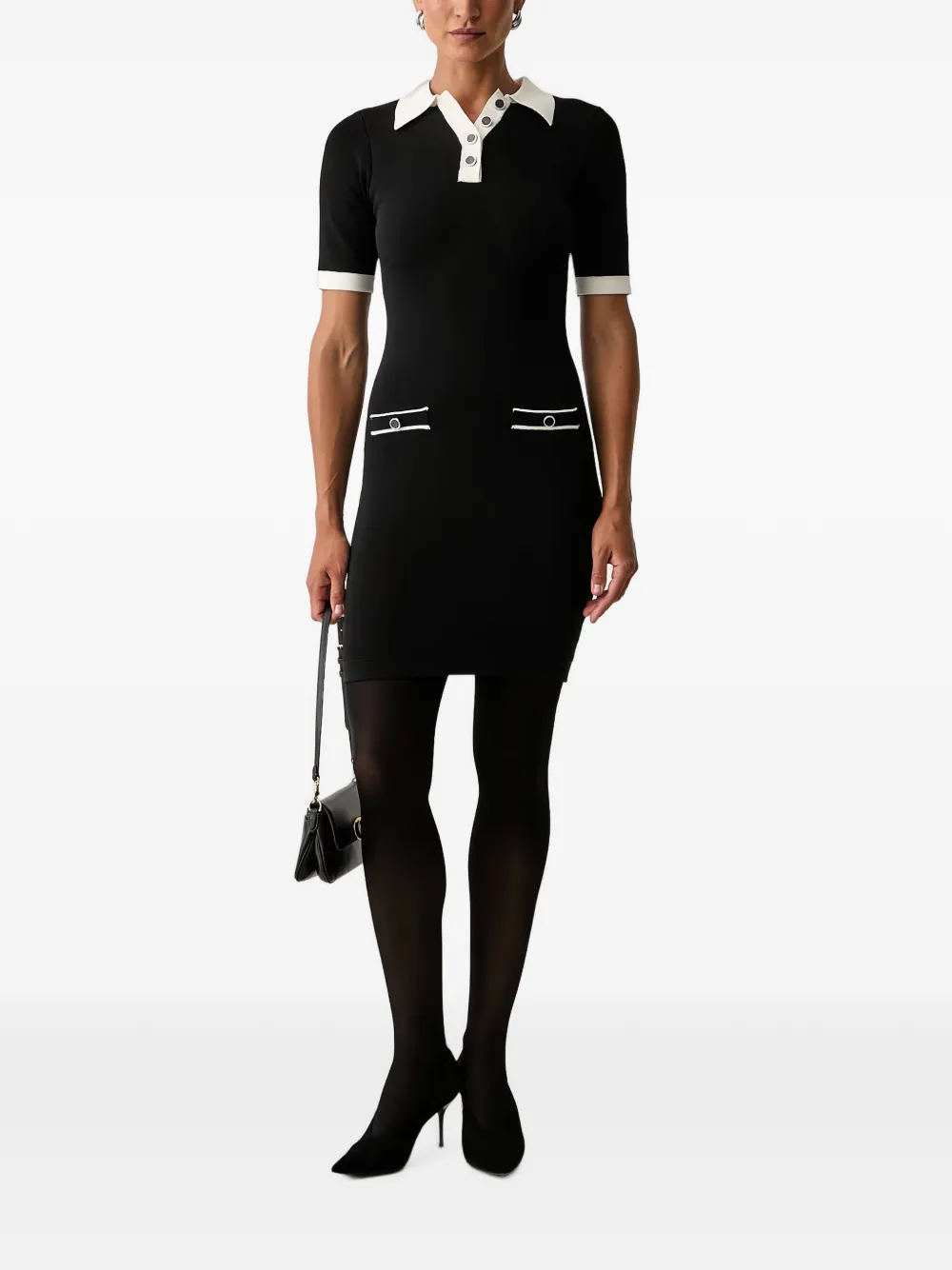 Silvian Heach Anders contrast-trim button-up mini dress