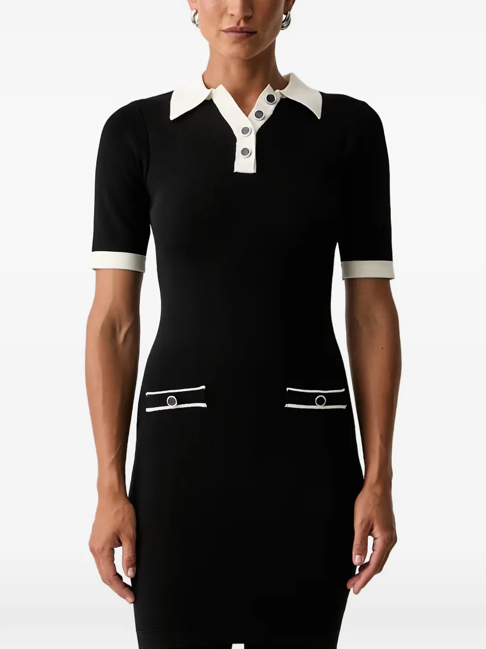 Silvian Heach Anders button-up mini-jurk met contrasterende afwerking Zwart