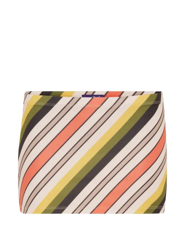 Jean Paul Gaultier Jersey-lycra Mini Skirt Printed Retro Stripe in Neutrals