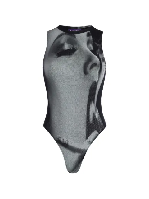 Jean Paul Gaultier mesh tank-top body printed Smoking Women