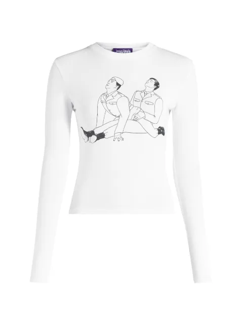 Jean Paul Gaultier stretch-cotton-jersey long-sleeves top printed Kamasutra