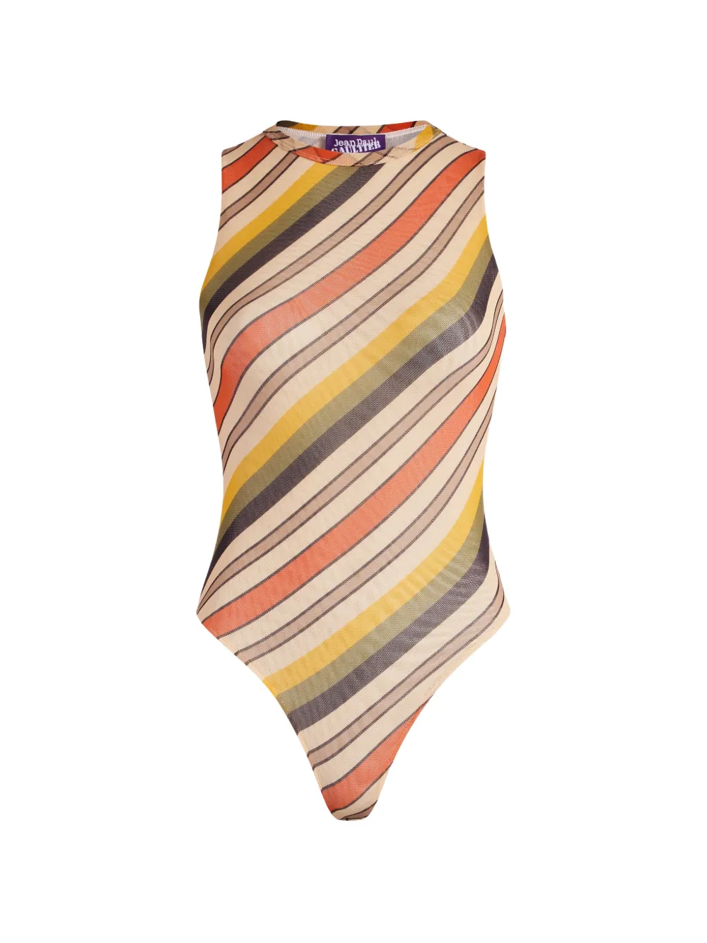 Jean Paul Gaultier mesh tank-top body printed Retro Stripe · S