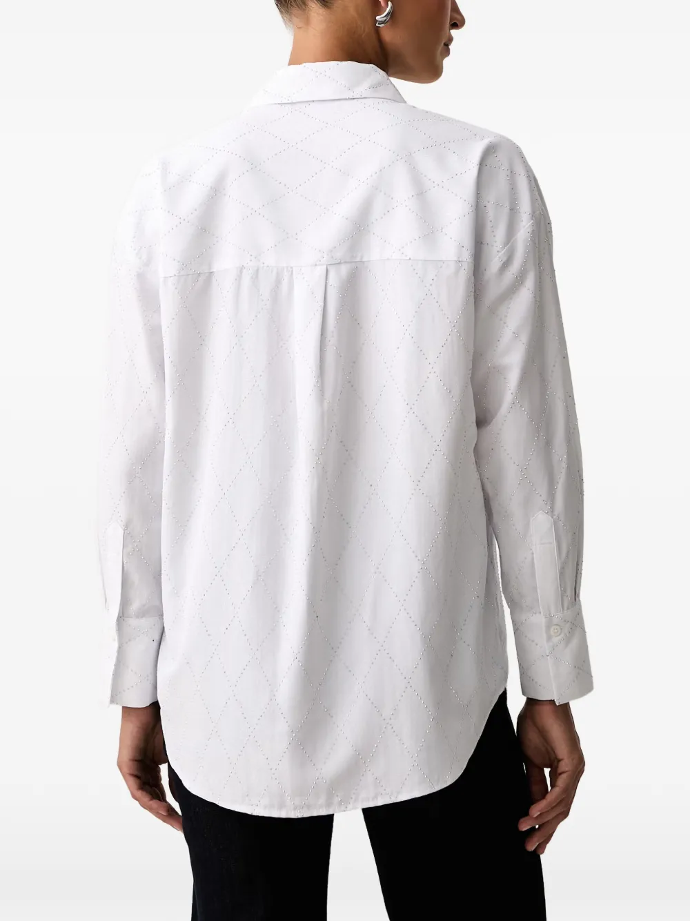 Joseph Ribkoff Gewatteerde blouse met ruitpatroon en verfraaid met stras Wit