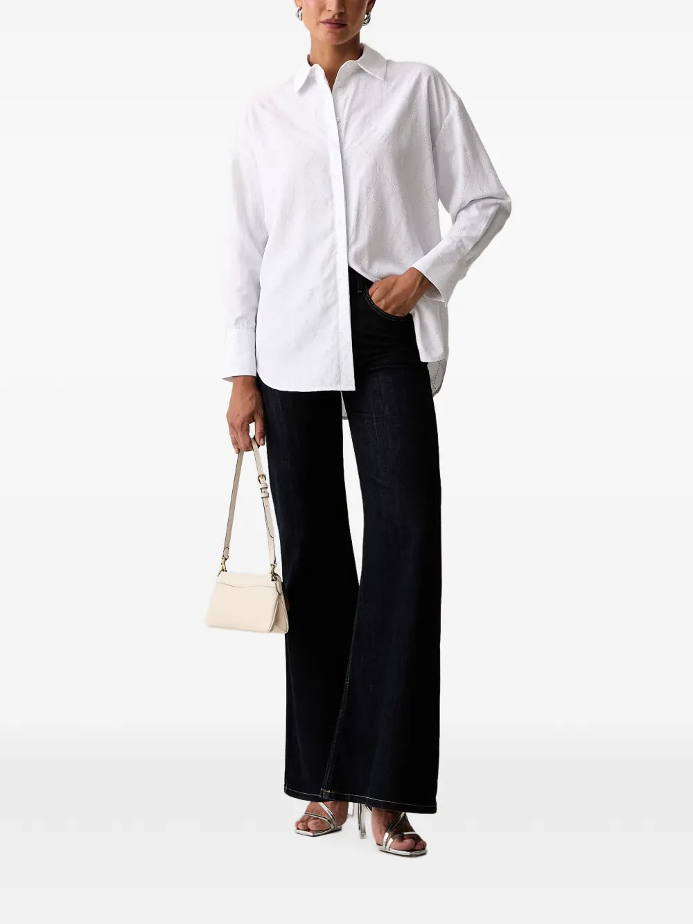 Joseph Ribkoff Gewatteerde blouse met ruitpatroon en verfraaid met stras Wit
