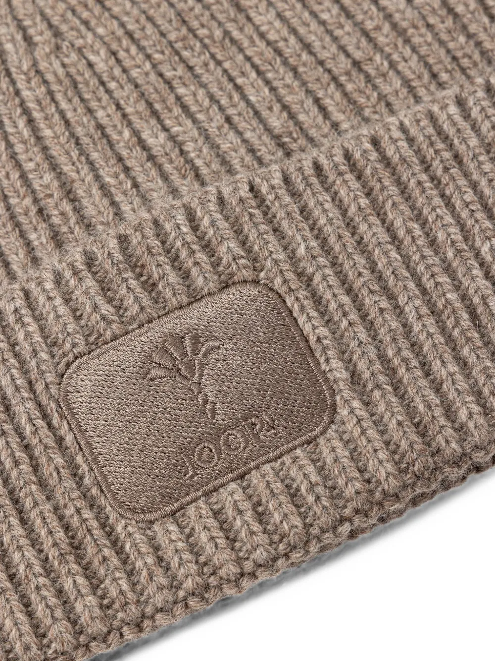 Joop! ribbed-knit logo-patch beanie hat Beige
