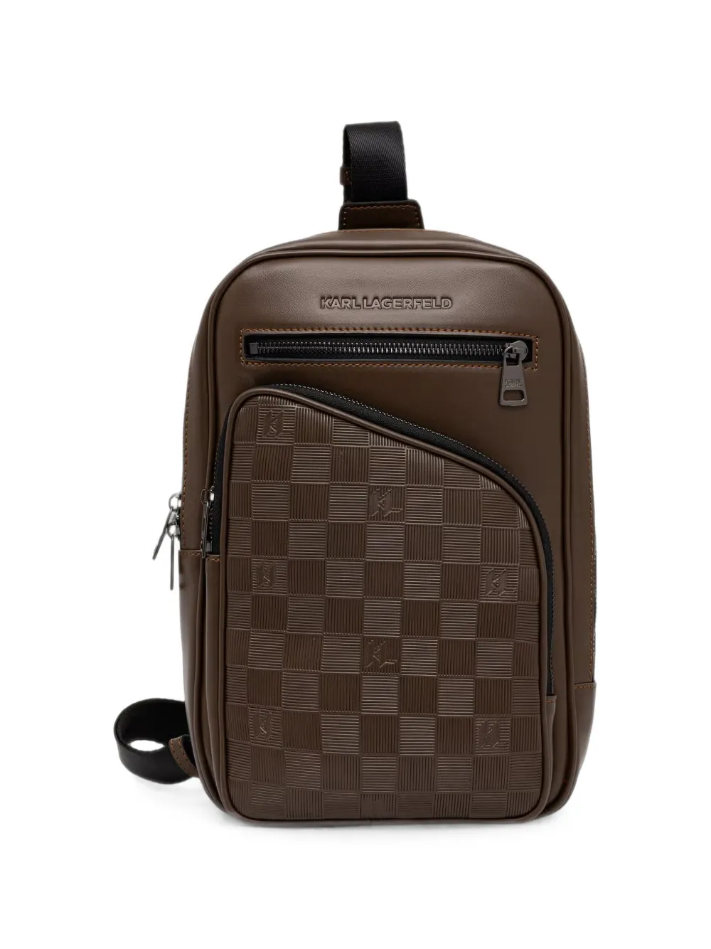 Karl Lagerfeld check-embossed logo-plaque messenger bag