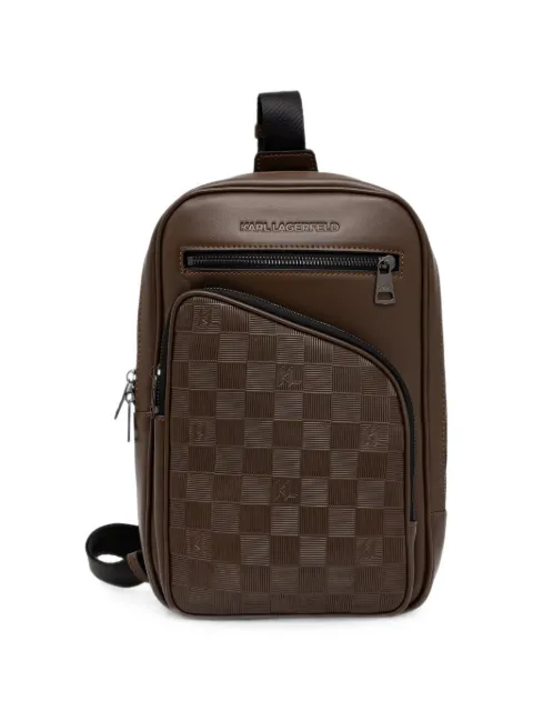 Karl Lagerfeld check-embossed logo-plaque messenger bag