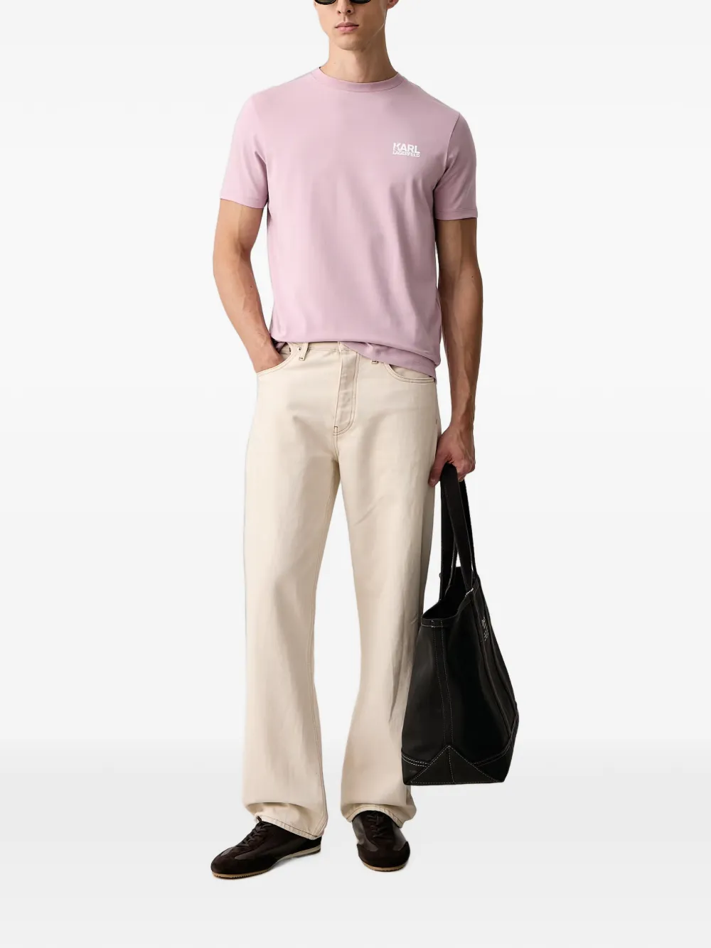 Karl Lagerfeld T-shirt met logodetail Roze