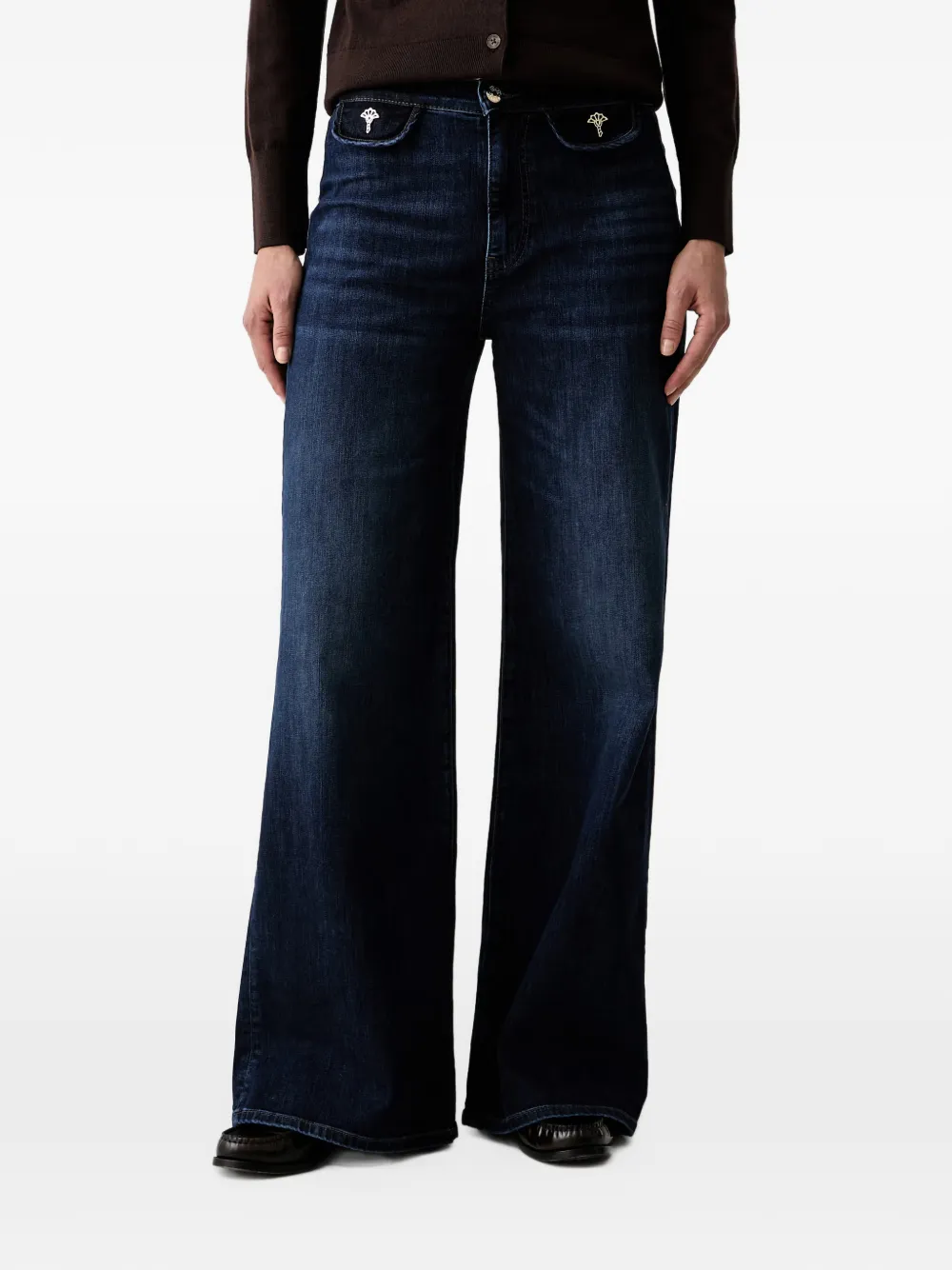 Joop! logo-plaque wide-leg jeans Blauw