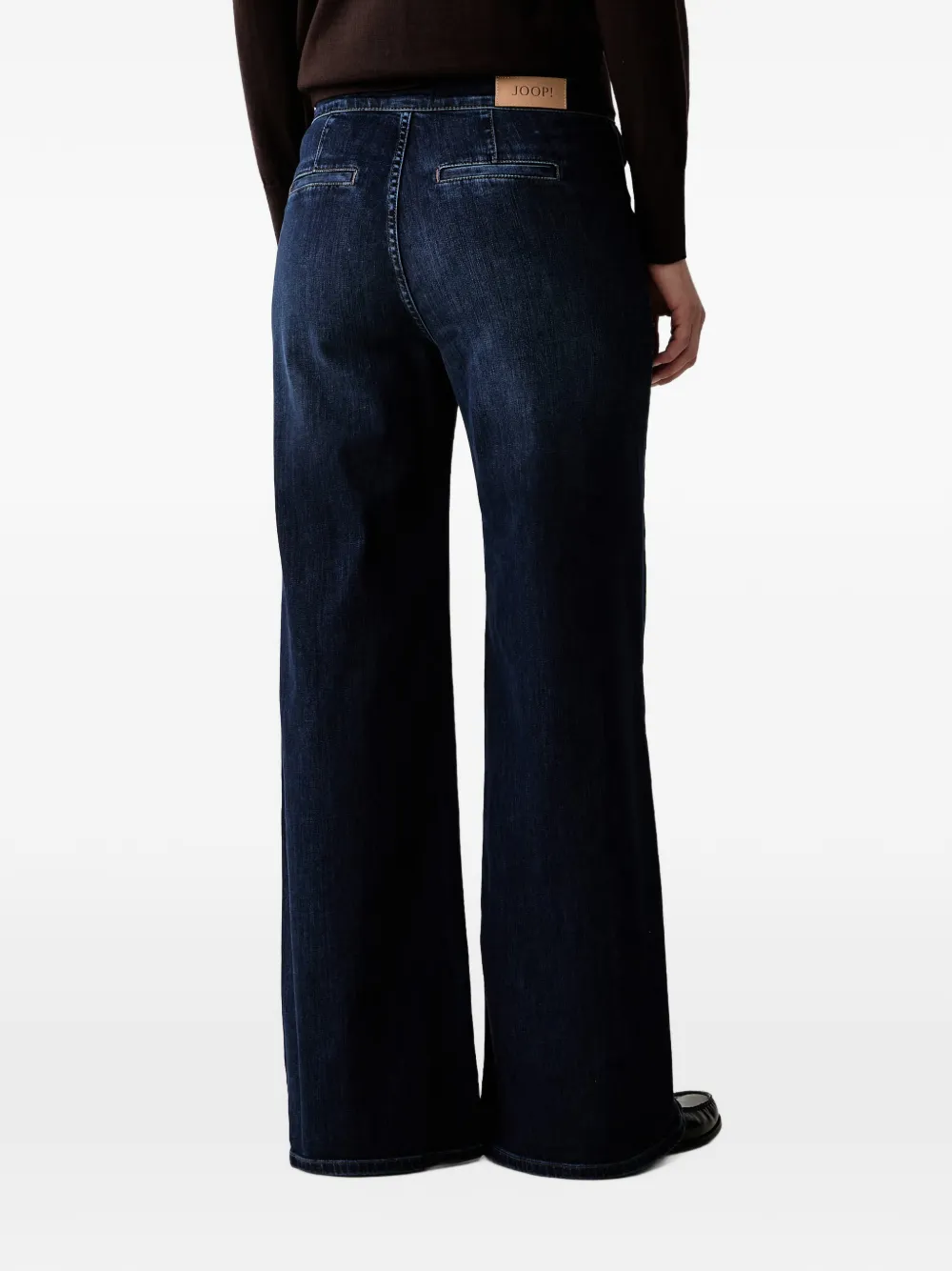 Joop! logo-plaque wide-leg jeans Blauw