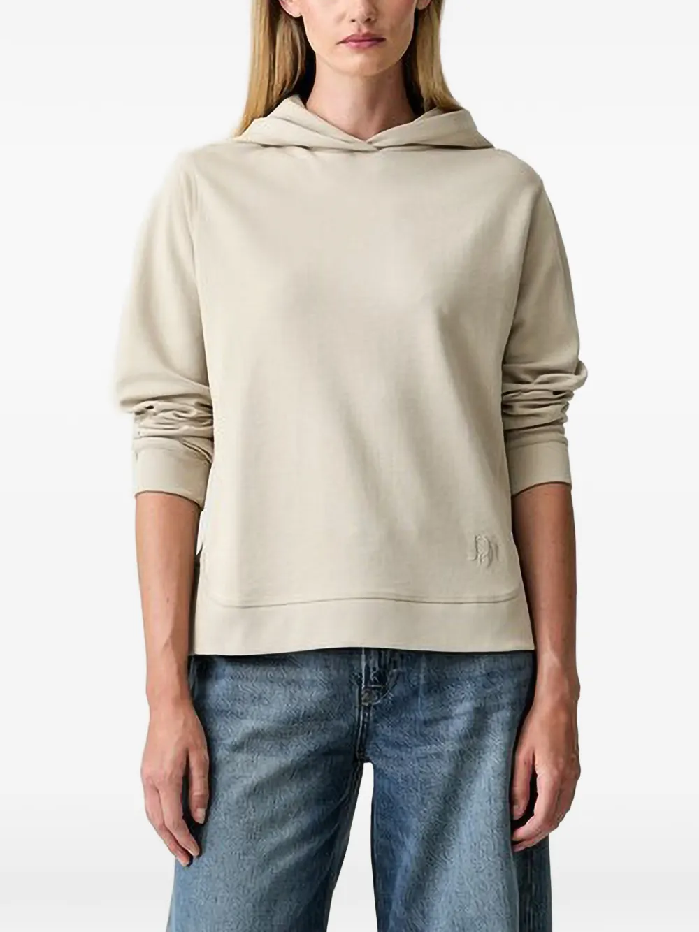Joop Logo-embroidered Side-slit Hoodie In Neutral
