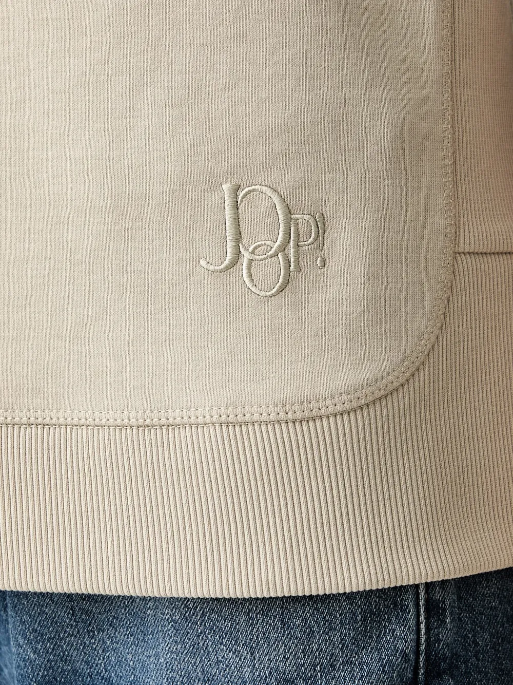 Joop! Hoodie met geborduurd logo en zijsplit Beige