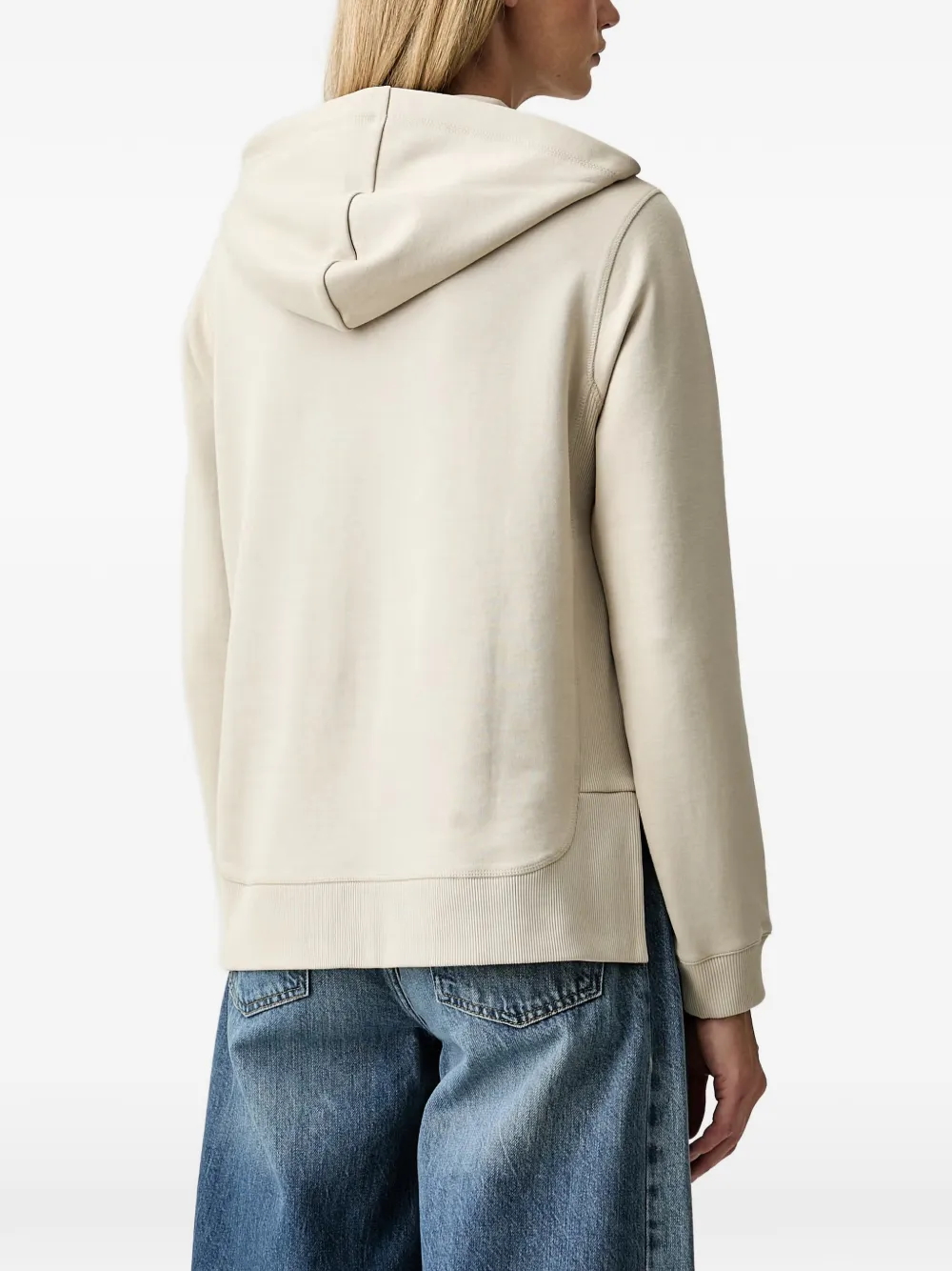 Joop! Hoodie met geborduurd logo en zijsplit Beige